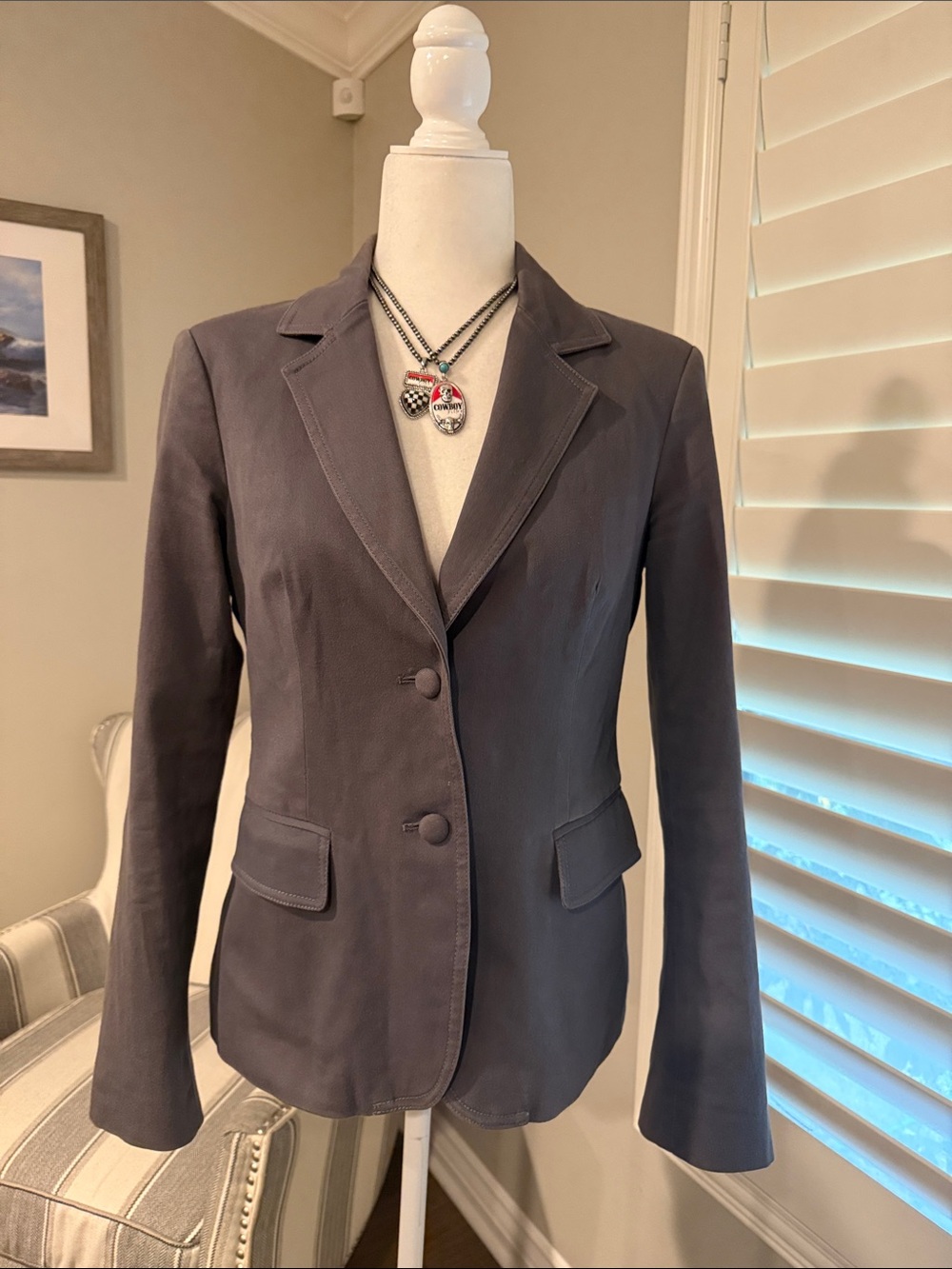 William Rast Women's Charcoal Two-Button Tailored Blazer